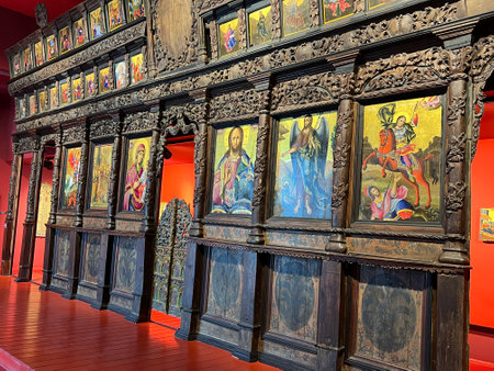 Exhibits of National Art Museum, of Medieval Art , Gothic style hallのeditorial素材