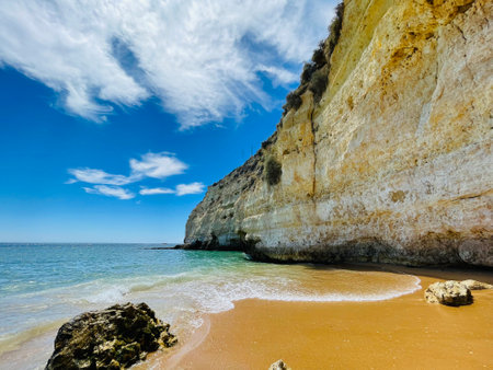 Praia do Carvoeiro, in the Algarve region, southern Portugal.の写真素材