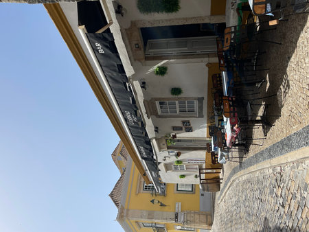 View of historical street in the old town Faro, Algarve, Portugal.