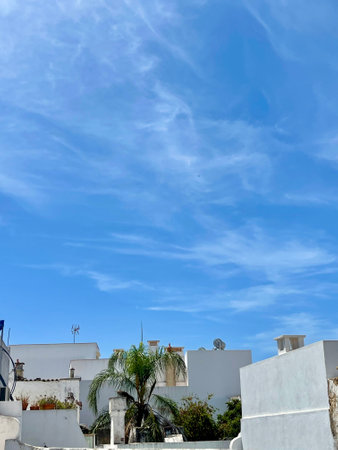 White house, typical architecture of the cubist city of Olhao. Portugalの写真素材
