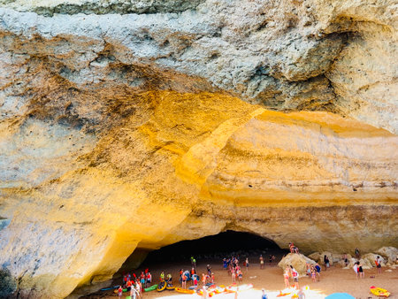 Beautiful view of Benagil Cave in Carvoeiro Algarve Portugalの写真素材