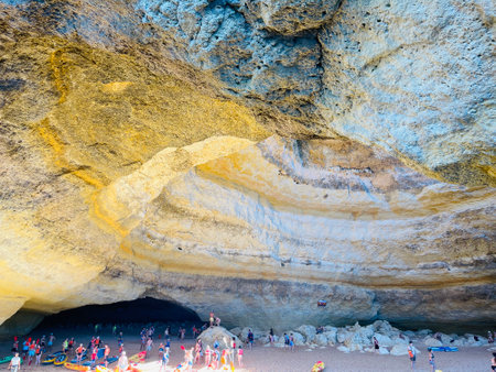 Beautiful view of Benagil Cave in Carvoeiro Algarve Portugalの写真素材