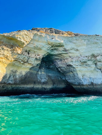 Beautiful view of Benagil Cave in Carvoeiro Algarve Portugalの写真素材