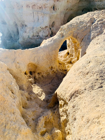 Algar seco of Carvoeiro in Algarve Portugal. Holidays concept.の写真素材