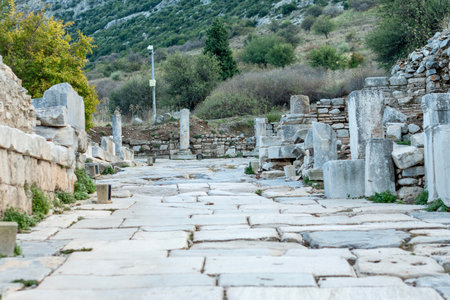 Elements of ancient architecture and ruins of Ephesus, Izmir.