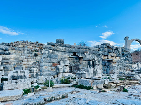Elements of ancient architecture and ruins of Ephesus, Izmir.