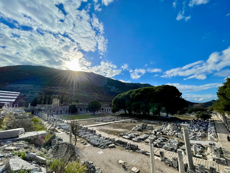 Elements of ancient architecture and ruins of Ephesus, Izmir.