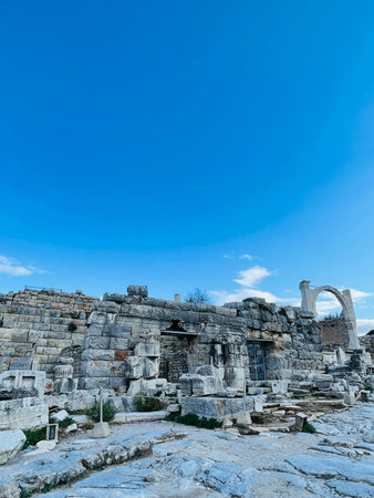 Elements of ancient architecture and ruins of Ephesus, Izmir.の写真素材
