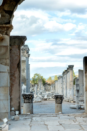 Elements of ancient architecture and ruins of Ephesus, Izmir.