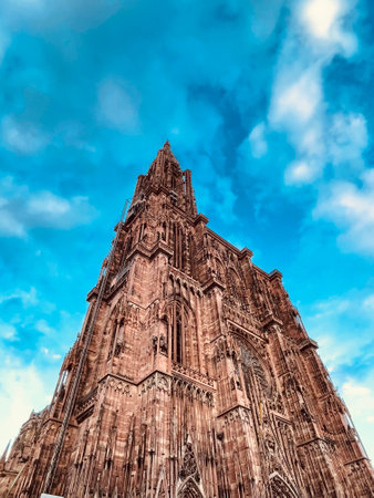 The Strasbourg Cathedral in France, the main landmark of Strasbourg.の写真素材