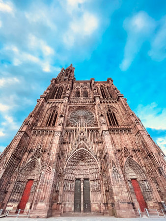 The Strasbourg Cathedral in France, the main landmark of Strasbourg.の写真素材