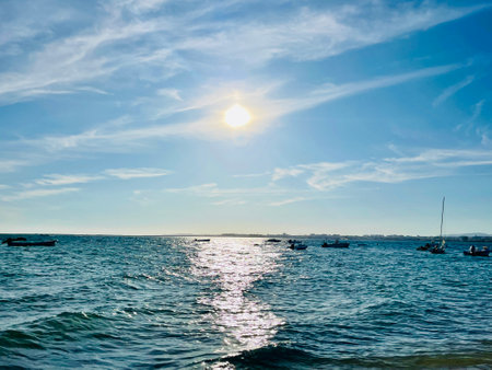 Small boats on the Island of Armona, Algarve. Portugal.のeditorial素材
