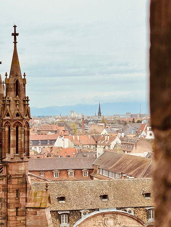 Panoramic view from the cathedral of Strasbourg. Alsace. France roof.