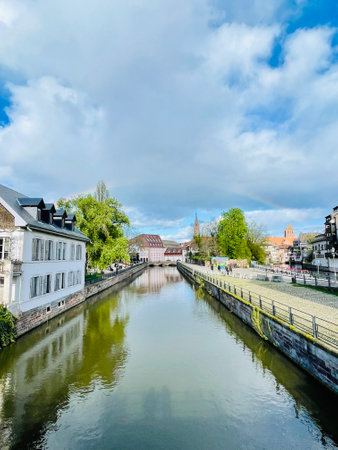 Beautiful travel landscape in Strasbourg., France on a sunny day.のeditorial素材