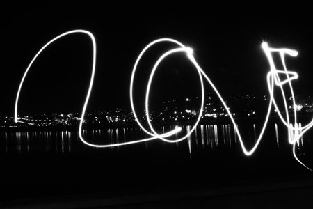 Word Love written with long exposure. copy space. Love concept.の写真素材