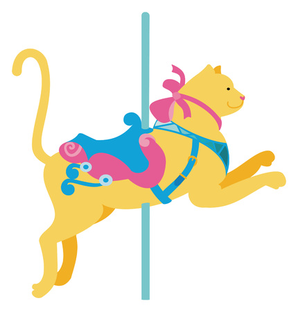 Carousel cat on white background, vector illustration.のイラスト素材