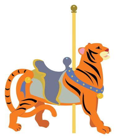 Carousel tiger on white background, vector illustration.のイラスト素材