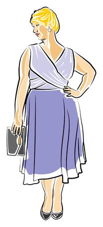 Short Haired Blonde Woman in a cocktail dressのイラスト素材
