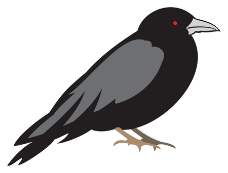 Black Raven with Red Eyesのイラスト素材