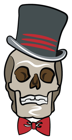 Skull in a Top Hat and Red Bow Tieのイラスト素材