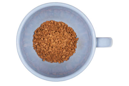Blue cup of instant coffee on white backgroundの写真素材