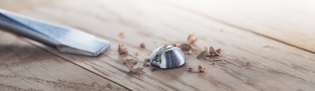screwdriver screw bolt in a wood oaks plank