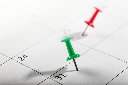 Important date and calendar appointment. Pin on calendar.の写真素材
