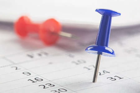 Important date and calendar appointment. pin on calendar.の写真素材