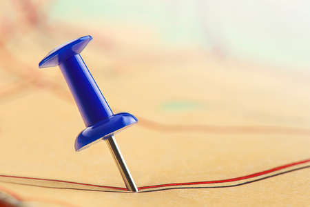 Location marking with pin on map. Travel and journey concept.の写真素材