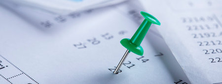 Important date and calendar appointment. pin on calendar.の写真素材