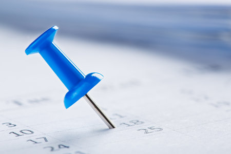 Important date and calendar appointment. pin on calendar.の写真素材