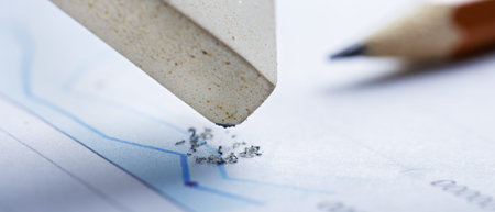 Fix with eraser financial data in document. Concept of banking, financial report and financial...
