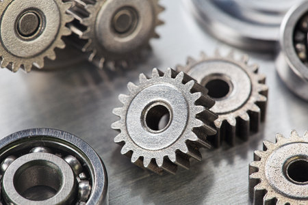 Gears, bearings and mechanism parts.Elements of mechanical blocksand construction.の写真素材