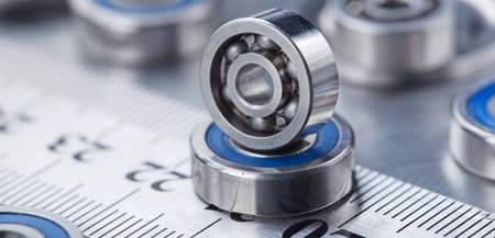 different bearings on a metal background. Part of mechanism.の写真素材