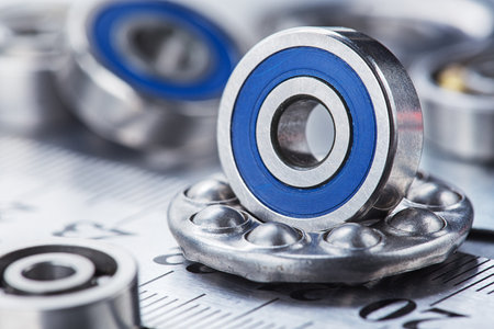 different bearings on a metal background. Part of mechanism.の写真素材