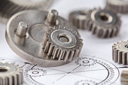 Gears, bearings and mechanism parts.Elements of mechanical blocksand construction.の写真素材