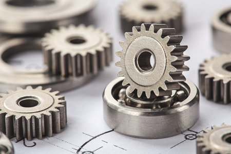 Gears, bearings and mechanism parts.Elements of mechanical blocksand construction.の写真素材