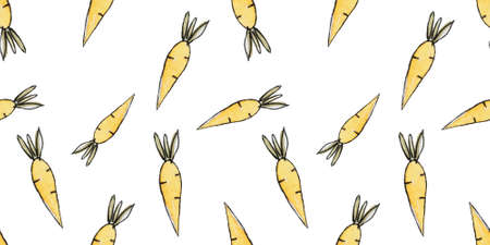 Autumn seamless background with carrots, made in watercolorの写真素材