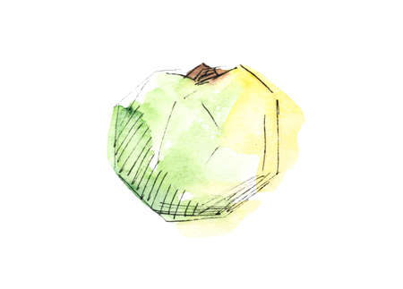 The Apple is hand-drawn in watercolor.の写真素材