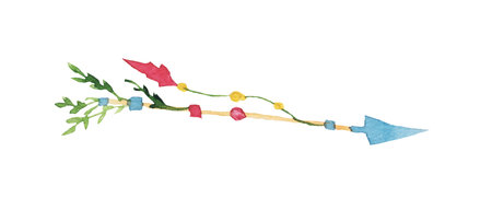 Watercolor illustration. Arrow for decoration of greeting cards, Valentines, prints.の写真素材