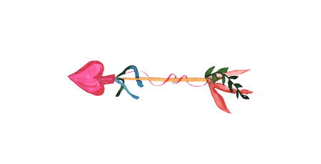 Watercolor illustration. Arrow for decoration of greeting cards, Valentines, prints.の写真素材