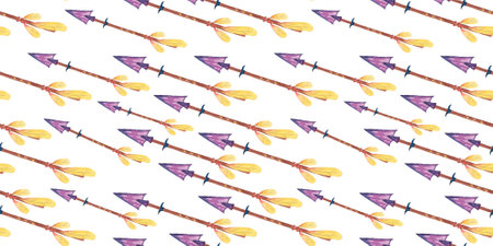 Seamless pattern with arrows drawn in watercolor on a white background. Design element.の写真素材