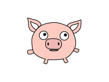 Vector illustration of a pig in cartoon style.のイラスト素材