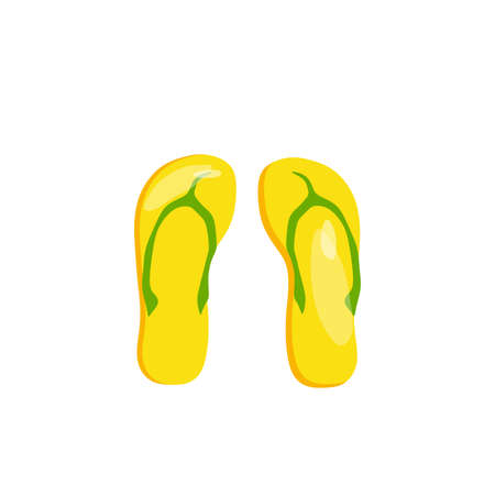 Yellow slates. Vector illustration of beach slippers in cartoon style.のイラスト素材