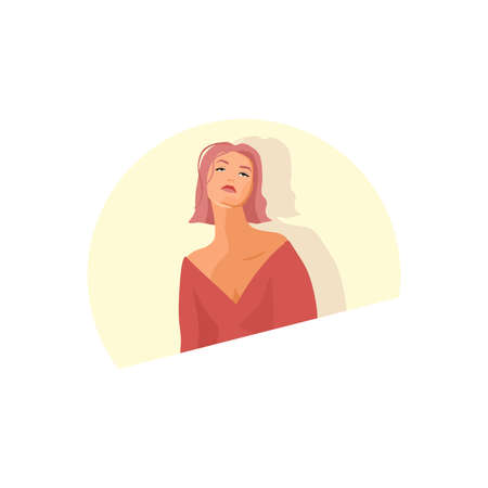 Vector Illustration of a tired girl in cartoon style.のイラスト素材