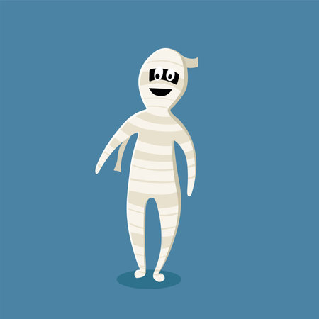 Cartoon cute vector illustration of a mummy monster for Halloween.のイラスト素材