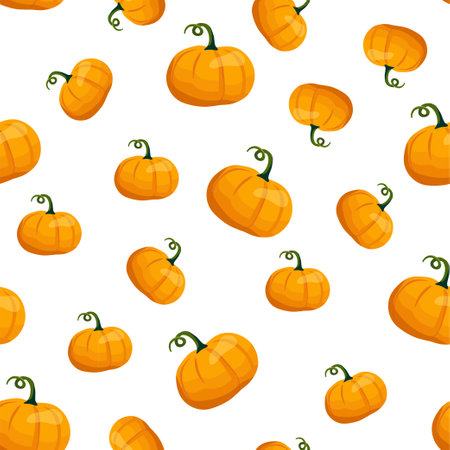 Seamless pumpkin pattern. Cartoon style. Vector illustrationのイラスト素材