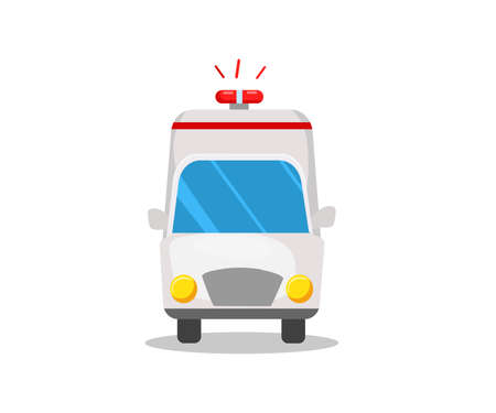 An ambulance van. Front view. Cartoon vector illustration.のイラスト素材