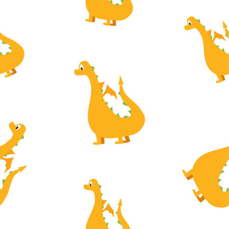 Seamless pattern with a dragon. Vector cartoon children's illustration.のイラスト素材