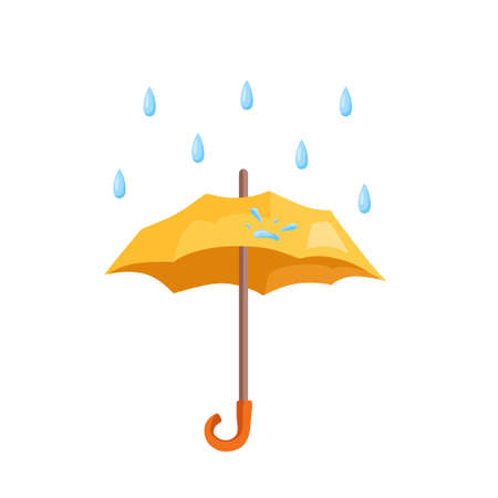 Raindrops fall on the umbrella. Vector cartoon illustrationのイラスト素材